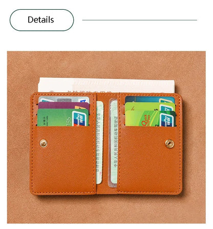 Portefeuille mini en cuir souple 2025 – Porte-cartes pliable fin avec bouton-pression pour femmes et hommes