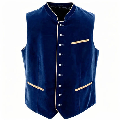 Men Vest Black Suede Velvet High Neck Single Breasted Waistcoat For Wedding Banquet Business Work Casual Daily Men Suit Vest