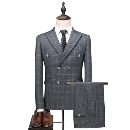 27 Colors ( Blazer + Vest + Pants ) Boutique Fashion Plaid Formal Office Business Mens Suit Three Pieces Groom's Wedding Dress
