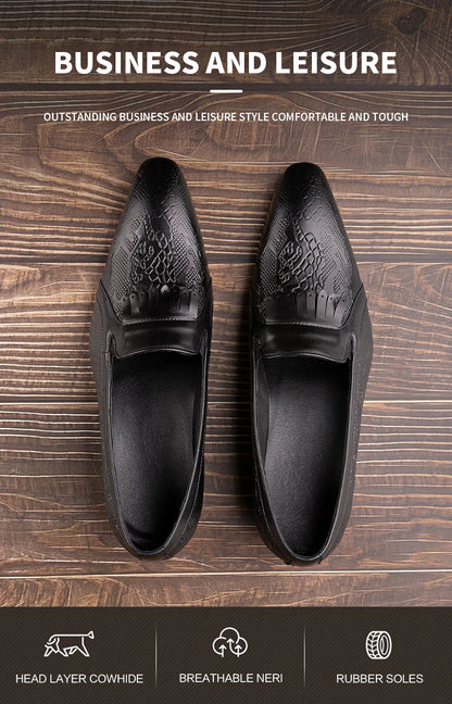 High Quality Fashion Loafers Dress Shoe Men Casual Leather Shoes Elegant Custom Mens Wedding Office Business Shoe Black Big Size