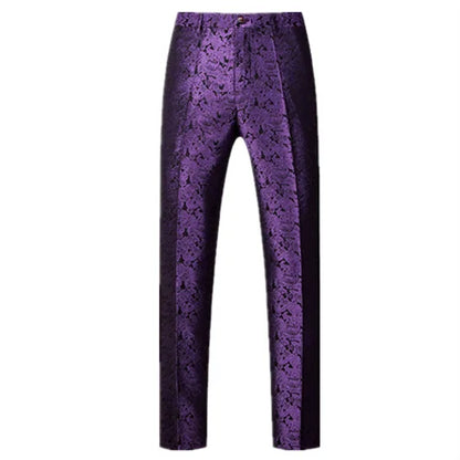 New Men Luxury Jacquard Suit Pants Fashion Wedding Party Groom Dress Trouser