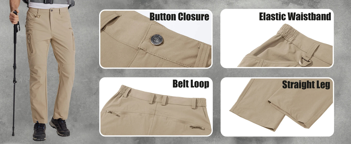 Summer Lightweight Trousers Mens Fishing Pants Outdoor Hiking Nylon Quick Dry Pockets Cargo Pants Casual Work Trousers
