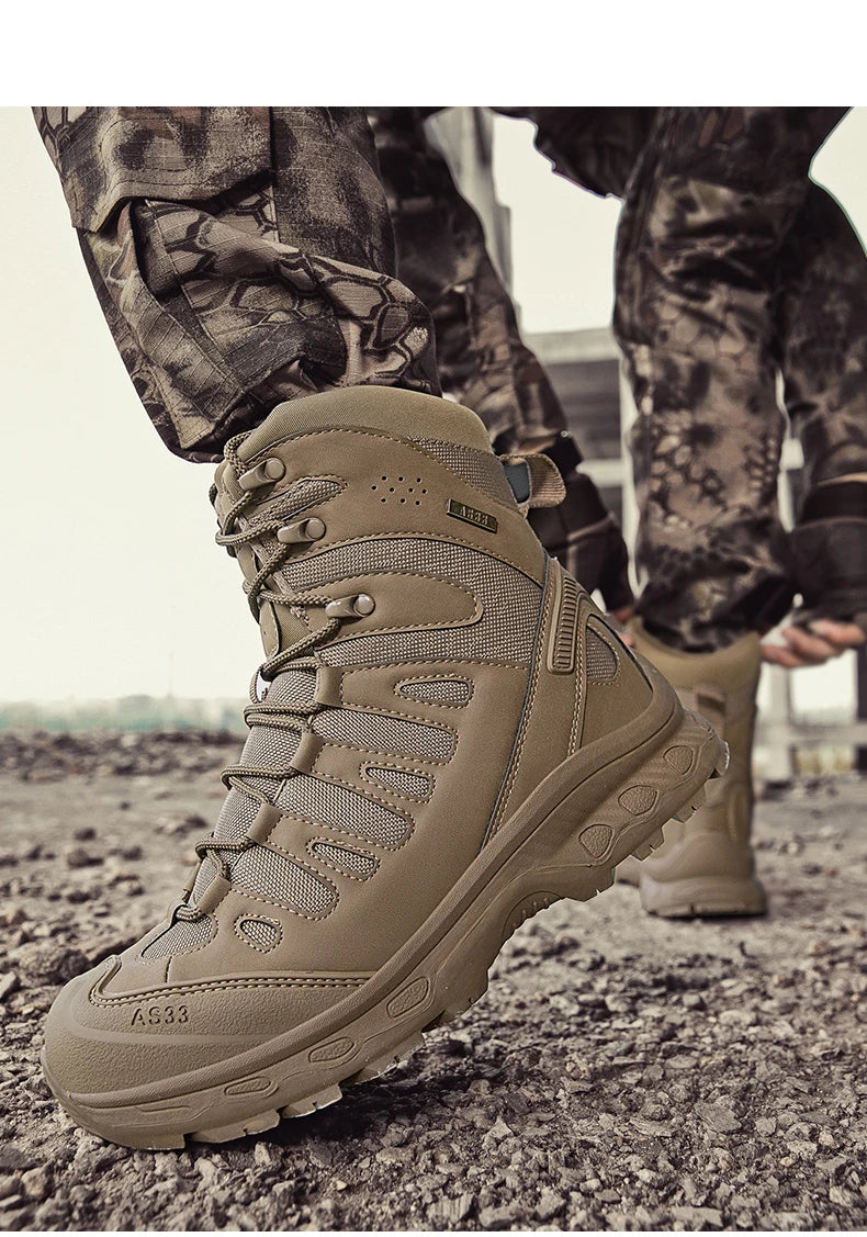 Men Tactical Boots Lace Up Brand Military Ankle Hiking Shoes Desert Work Army Boot Waterproof Size Plus Unisex Climbing Shoes