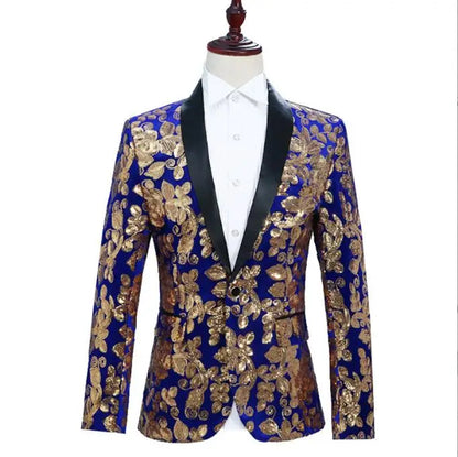 2026 New Men's Red Suit Jacket, Wedding Party Slim Dress Coat, Sequin Decoration Luxurious Blazers Blue Green Terno Masculino