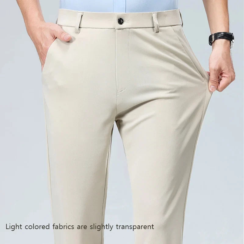 29-42 Men's Summer Thin Fashion Business Casual Suit Pants Long Pants Men's Elastic Straight Sleeve Formal Pants Plus Size