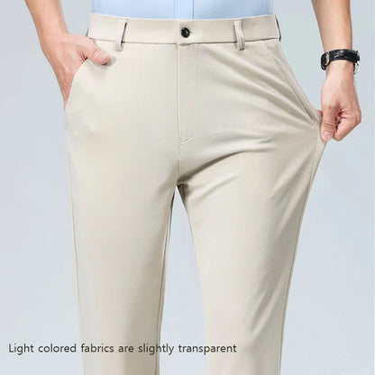 29-42 Men's Summer Thin Fashion Business Casual Suit Pants Long Pants Men's Elastic Straight Sleeve Formal Pants Plus Size