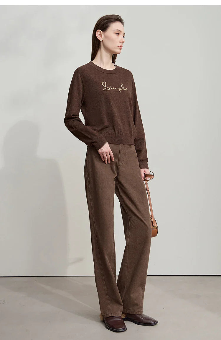 Minimalist 2025 Autumn New Arrival Pants Minimalism Retro Casual Office Lady Pure Cotton Jeans Women Denim Trouser 12543141