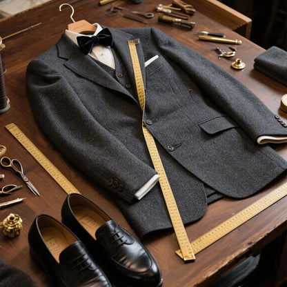 Men's Blazer Herringbone Single Breasted Casual Elegant Man Suit Jackets Coat High Quality Men's Stage Clothing Male Clothes