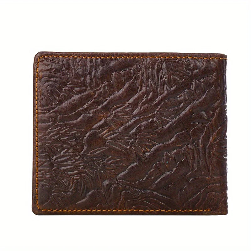 Men's Vintage Genuine Leather Wallet 3D Printed Tiger Wallet Card Holder