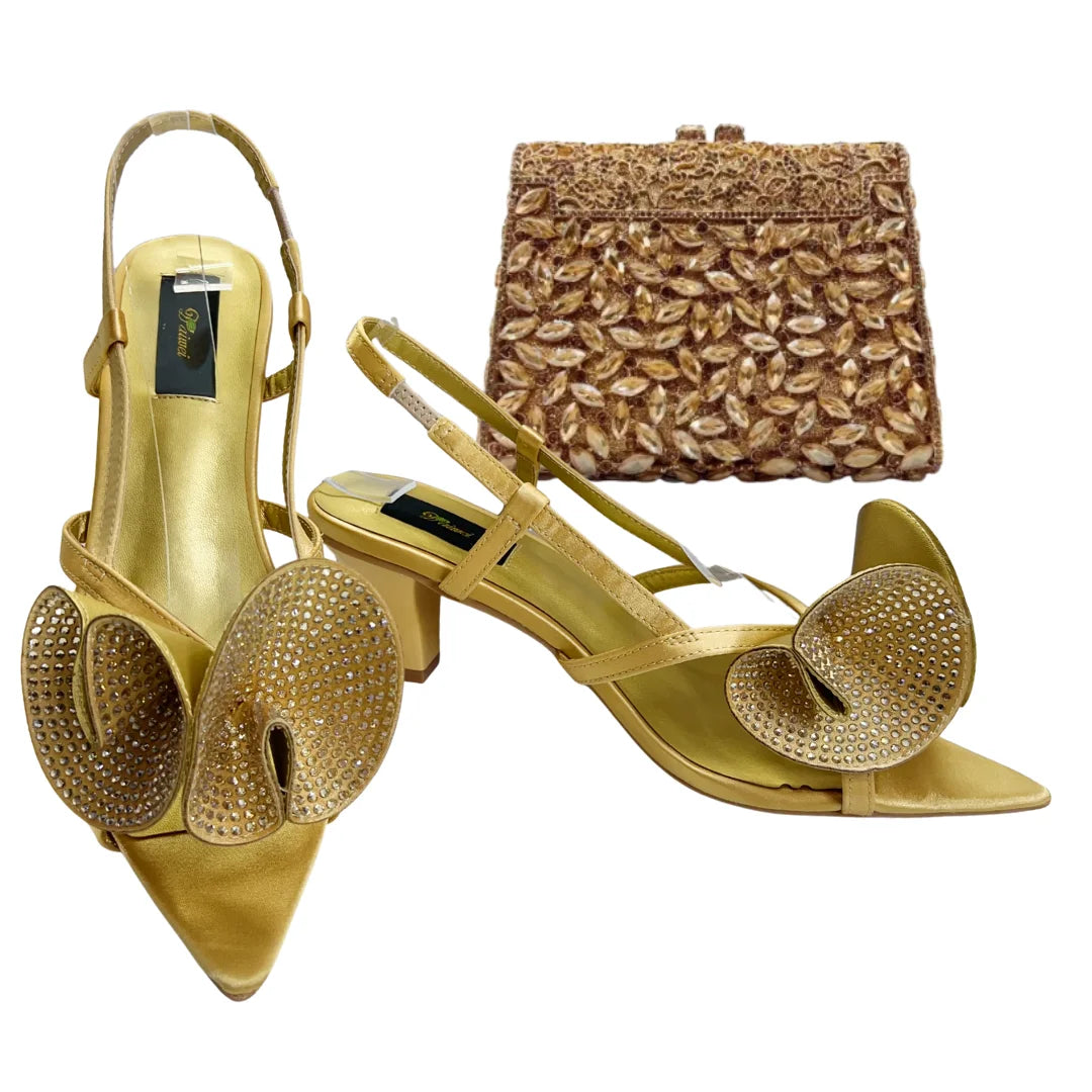 Italian Designer Evening Shoes With Clutch Bag Set for African Wedding and Bridal Occasions Lace Embroidered Beads Women's Shoes