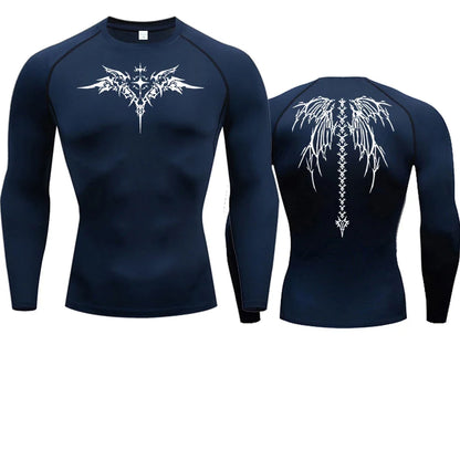 Men's Compression Shirt Anime Print Gym Sport Quick Dry Gym TShirts Fitness Athletic Undershirts Elasticity Tops Tee Summer Male