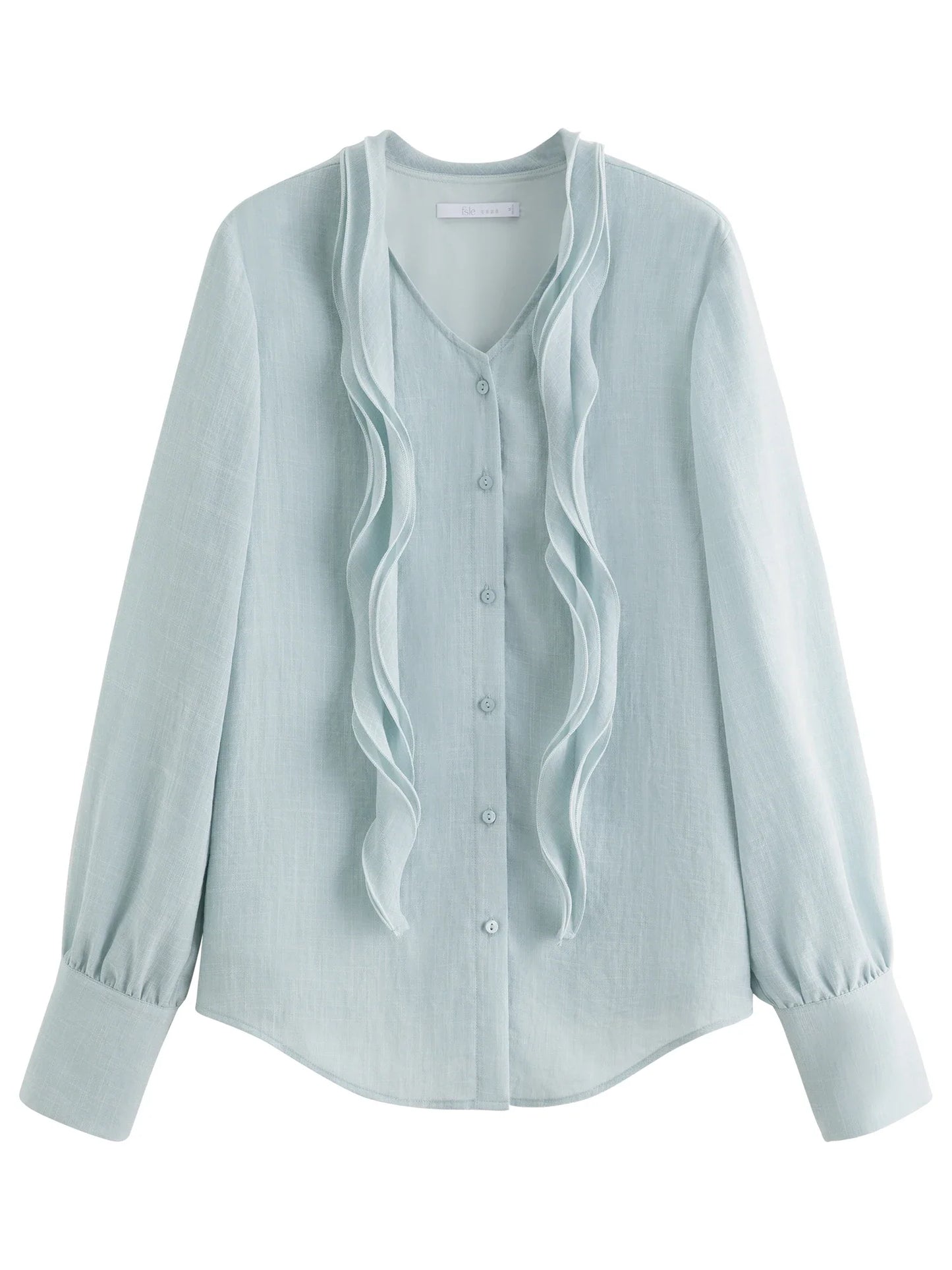 Autumn Elegant Blouse 2025 Asymmetric Flounce Shirt V-Neck Korean Style Chic Design Office Lady Women's Casual Shirt