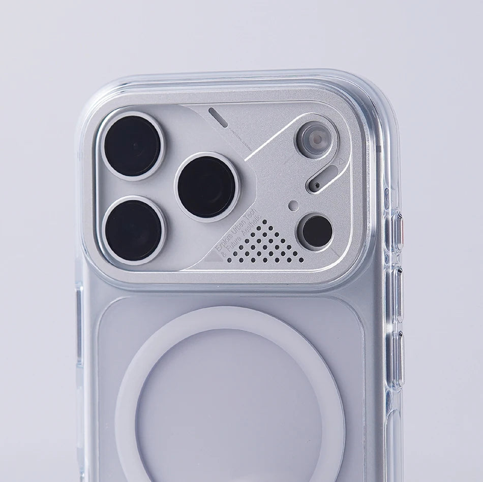 Luxury Transparent For Magsafe Magnetic Case For iPhone 17 Pro Max 17pro Technology Style Metal Lens Protection Clear Hard Cover