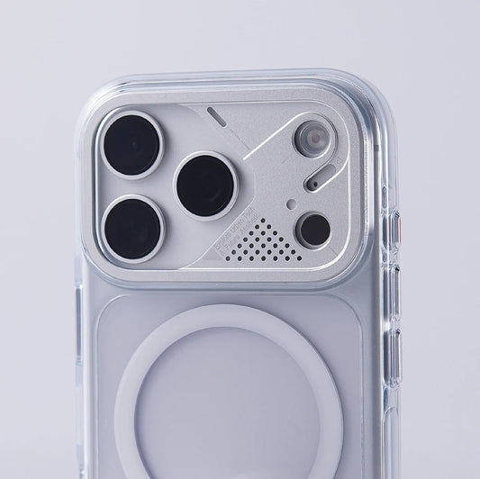 Luxury Transparent For Magsafe Magnetic Case For iPhone 17 Pro Max 17pro Technology Style Metal Lens Protection Clear Hard Cover