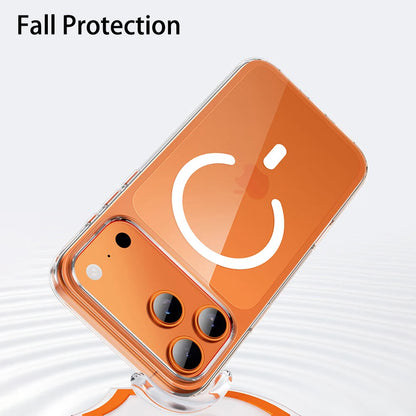 غطاء حماية شفاف Magesafe للهاتف آيفون 17 16 15 14 13 12 11 برو ماكس اير بلس، يدعم الشحن اللاسلكي المغناطيسي