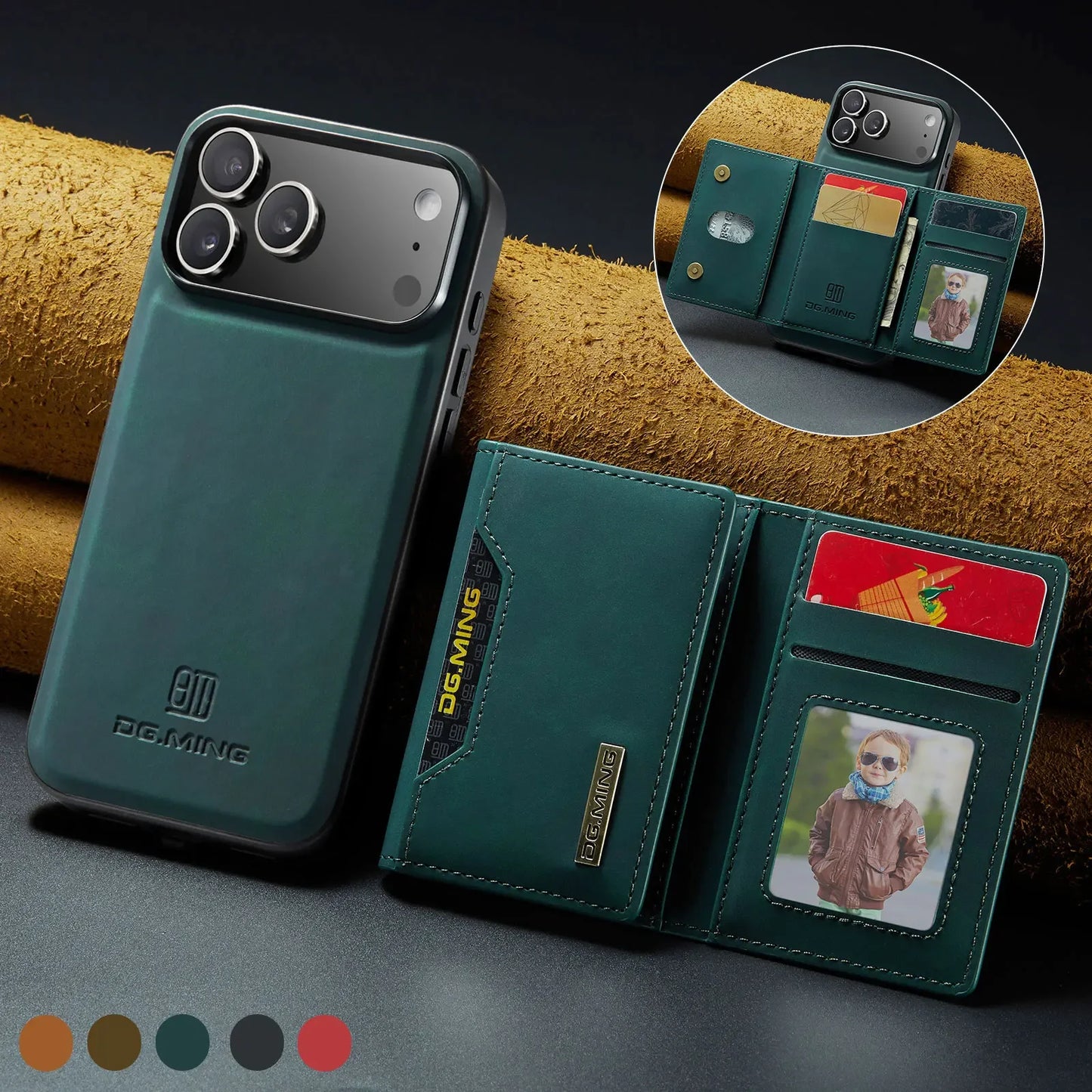 Luxury Leather Phone Case for IPhone 17 Pro Max Air16E 16 14 15 Plus 13 12 11 Pro Max Magnetic Detachable Card Stand Wallet