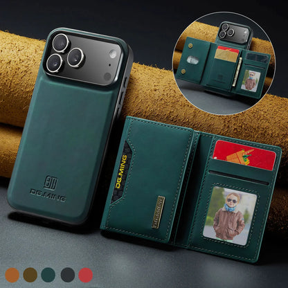 Luxury Leather Phone Case for IPhone 17 Pro Max Air16E 16 14 15 Plus 13 12 11 Pro Max Magnetic Detachable Card Stand Wallet