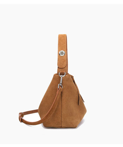 Fashion Autumn Winter Big Boston Tote Soft Matte Suede Cow Leather Women's Handbag Shoulder Crossbody Bag For Women Grey Brown