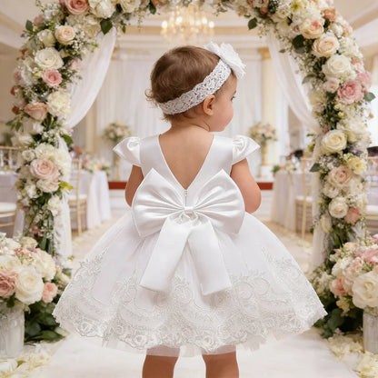 Toddler Girl Princess Dress Elegant Party Dresses For Girls Baby Lace Wedding Dress Baptismal Costume Backless Children Dresses