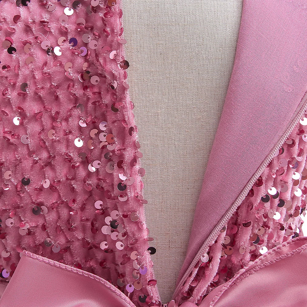 Summer Sequins Bow Party Dress For Girl Christmas Costume Elegant Wedding Princess Girls Dresses Lace Birthday Prom Gown Evening
