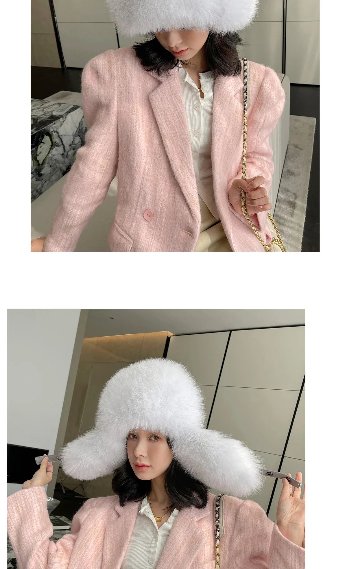 Winter Warm Real Fox Fur Hat Ear-Protecting Hats Women's Genuine Leather Windproof Fox Fur Bomber Hat Thickened Sheepskin Cap