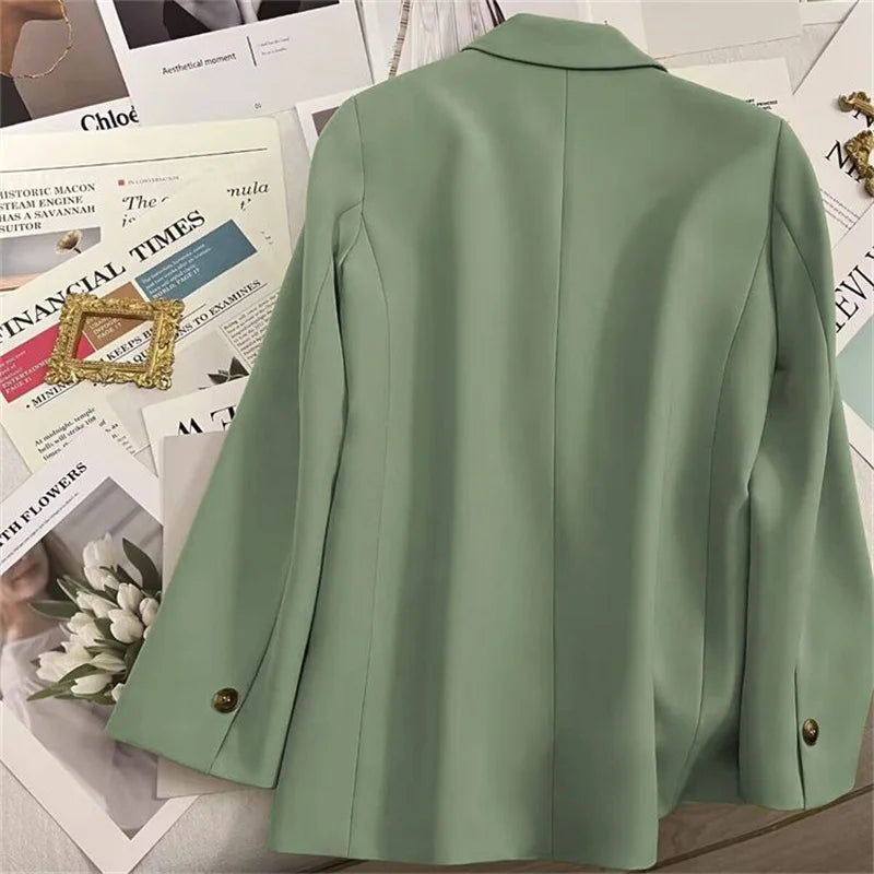 Elegant Office Lady Blazers Women Outerwears 2025Fashion Long Sleeve Single Button Blazer New Autumn Casual Female Coats Jackets