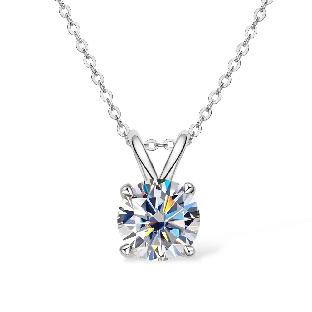 Moissanite Pendant Necklace 0.5-5CT D Color VVS1 4/6 Prong Lab Diamond 925 Silver 18K Gold Plated Solitaire Jewelry Gift
