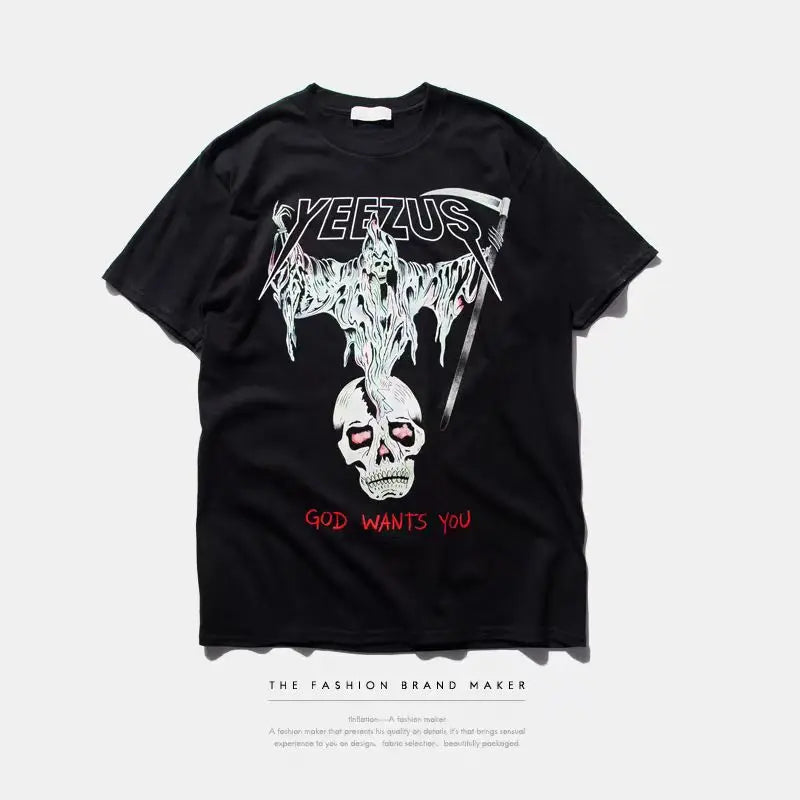yeezus kanye west T shirt cotton streetwear concert hiphop short sleeve