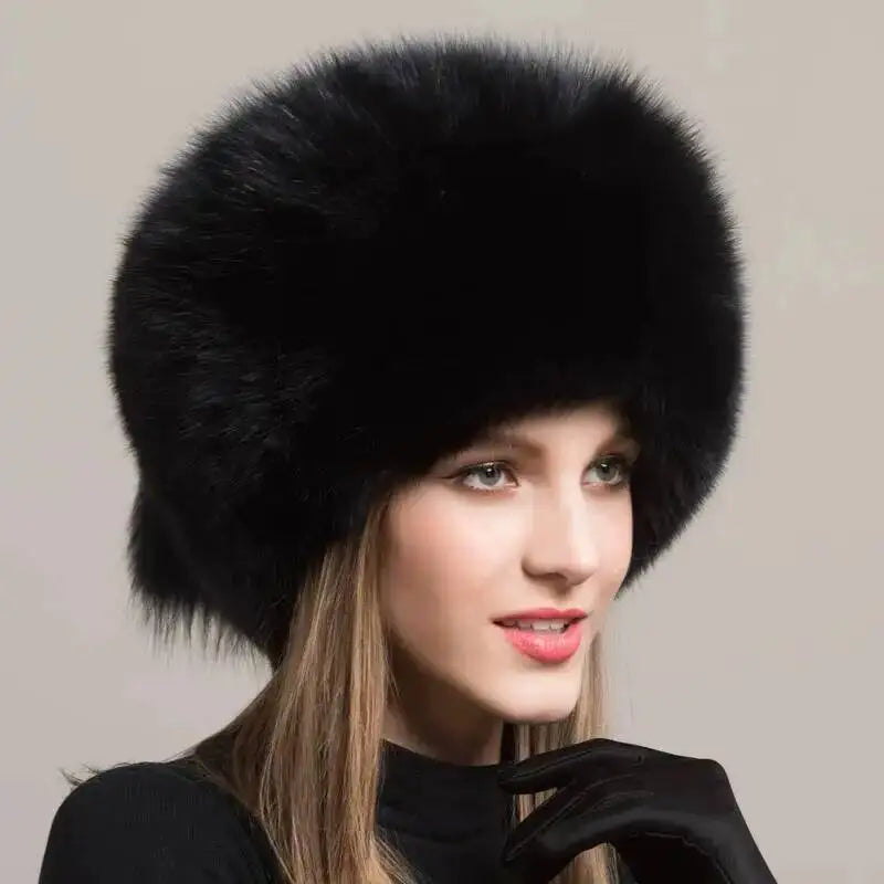 Real Fox Fur Hat For Women Winter Ear Protection Genuine Fur Hat Russian Natural Fur Bomber Hat Outdoor Thicken Warm Fur Caps