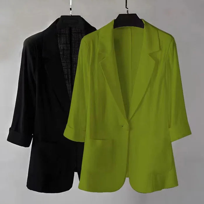 Linen Small Blazer For Women, Thin  Summer Suit, Korean Version, Sun Protection, Casual British Style, White And Black