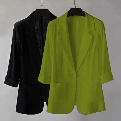 Linen Small Blazer For Women, Thin  Summer Suit, Korean Version, Sun Protection, Casual British Style, White And Black