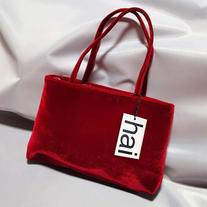 Luxury Premium Designer Elegant Womens Silk Satin Small Tote Solid Color Shoulder Underarm Purse Versatile Fashion Commuting Bag