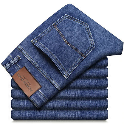 Models Spring Autumn Business Jeans Men Casual Straight Stretch Fashion Classic Work Denim Trousers Brand Clothing