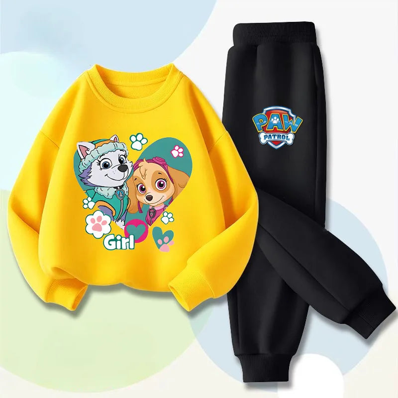 Boys and Girls Casual Hoodies Sets Cartoon Printed Children's Pullover Long Pant Two Piece Suit Kids Sweatsuit