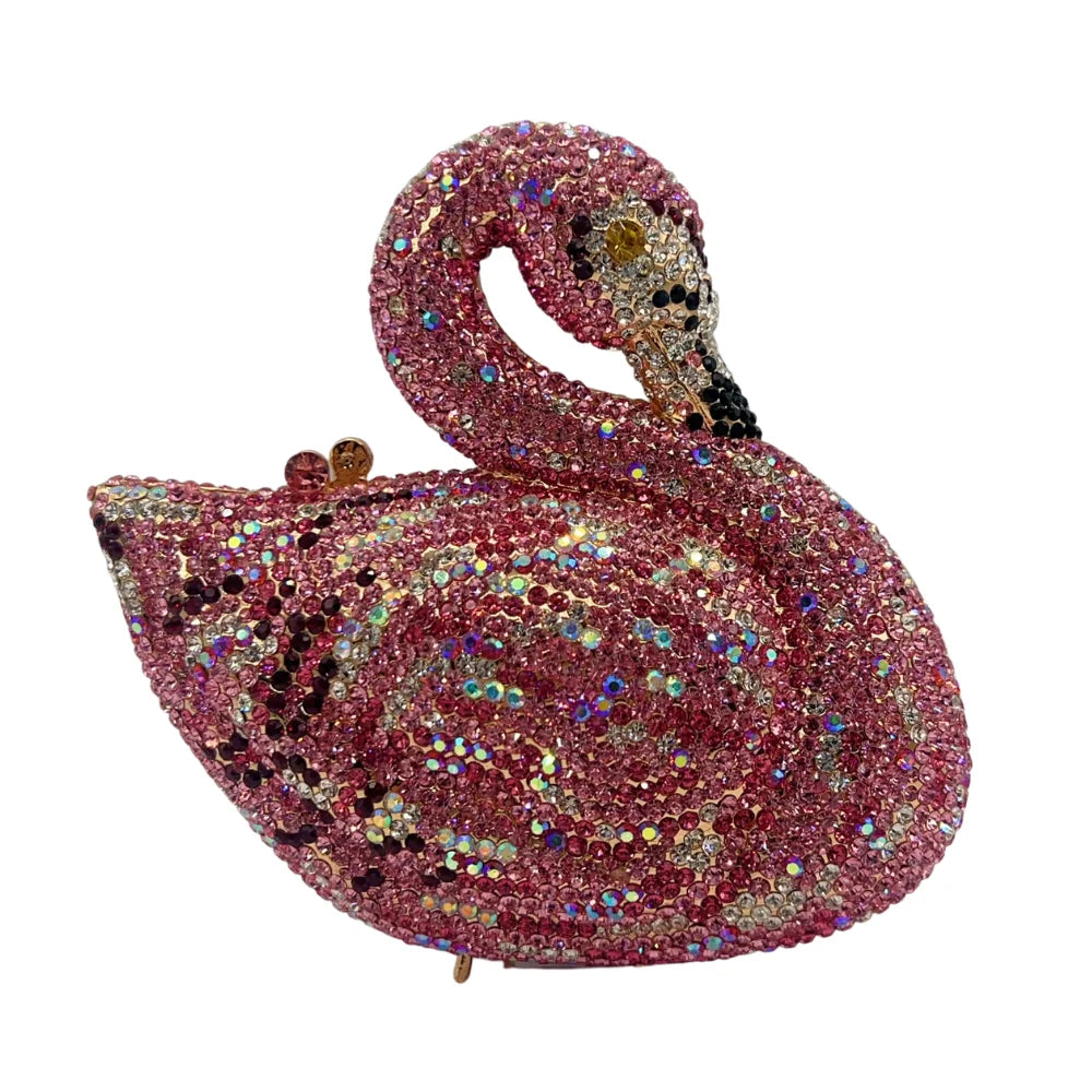 New Product Colorful Jewelry Crystal Swan Evening Bag Luxury Ladies Boutique Evening Bag With High Quality