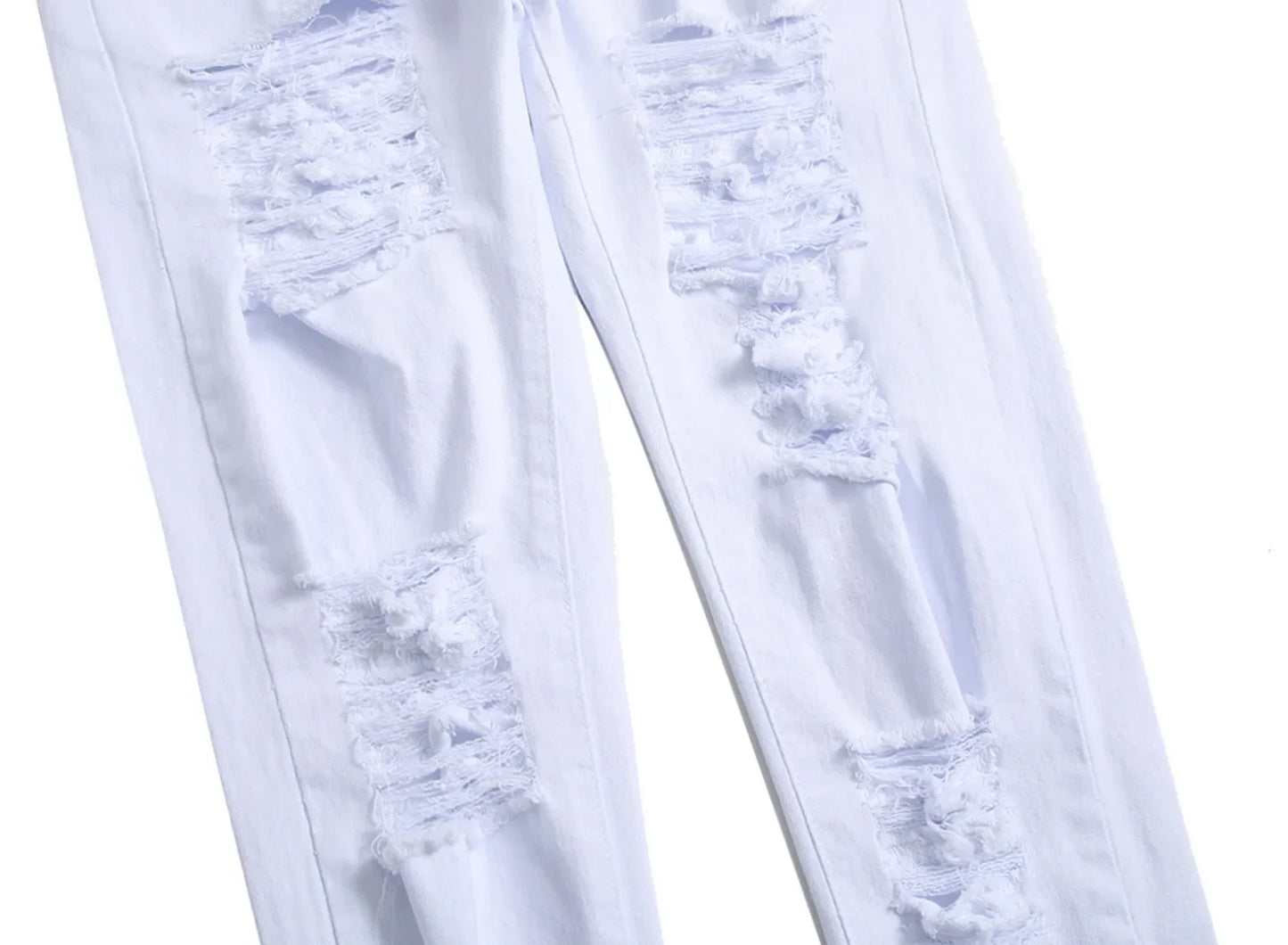 2025 Hole Denim Pants Men's Tide Brand Ruined Hole Jeans Solid Slim All-match High Street Hip Hop Trousers Red White Large Size