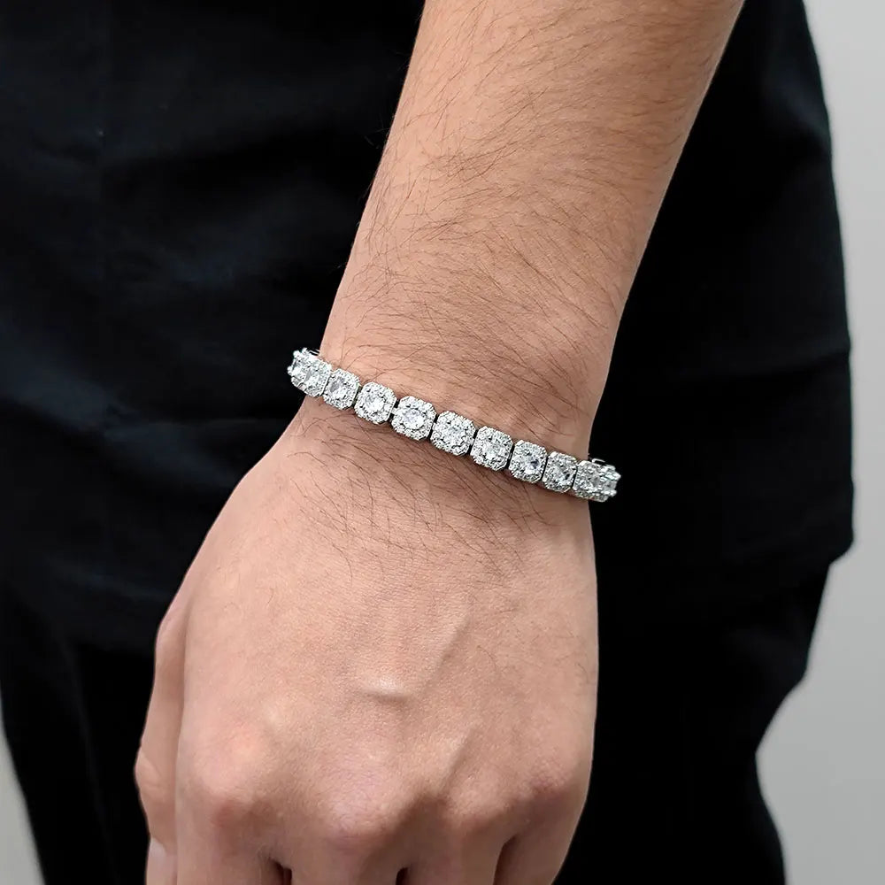 Clustered Diamond Tennis Chain Miami Tennis Link Bracelet for Women 7MM Iced Out CZ Cuban Necklace Hip Hop Jewelry Gifts