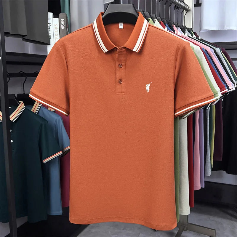 100% cotton luxury brand short sleeve polo shirt men new classic pony embroidery summer T-shirt high-end fashion casual Paul top