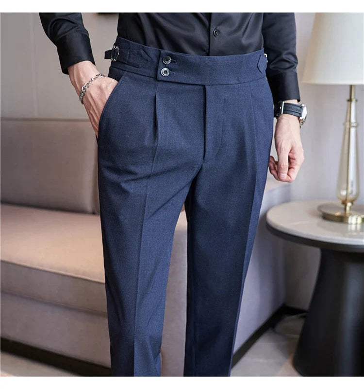 High-quality 2024 Men's Naples Trousers, Men's High-waisted Casual Pants Slim-fit Suit Trousers 28-38 Classic Formal Dress Pants
