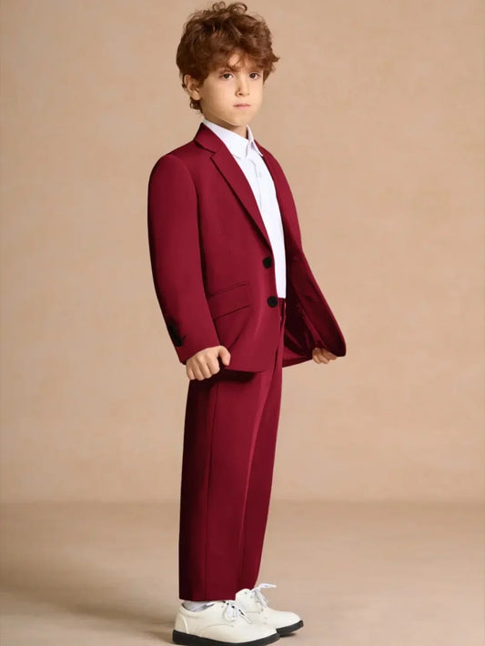 Christmas Boys Chic Suit Set 2 Pieces Party WearNotched Lapel Kids Slim Fit Suits For Birthday New Plus Size Tuxedo 2-20T