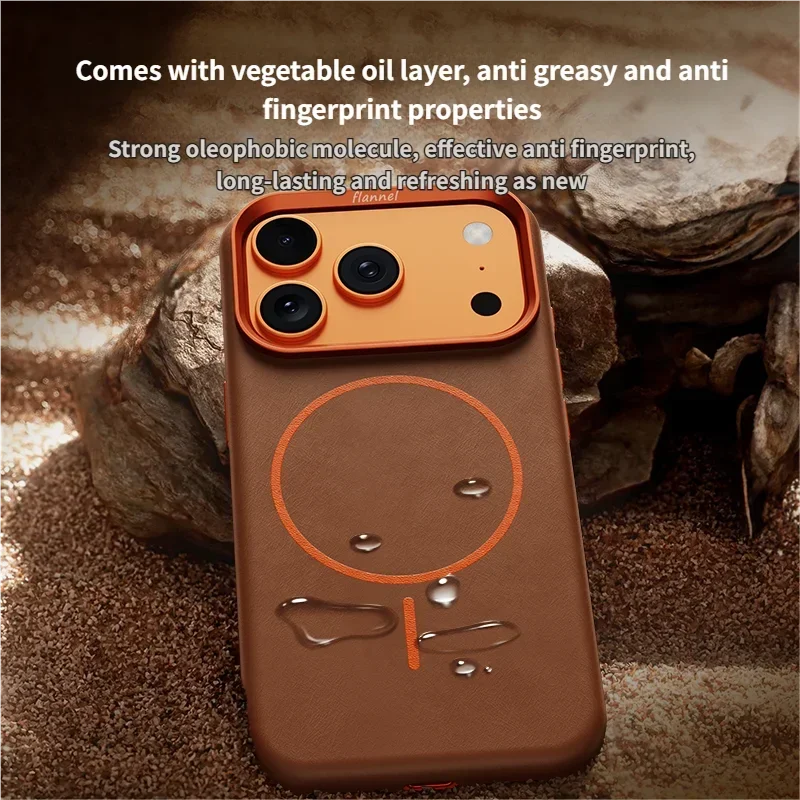 High-End Elephant Leather Texture Magnetic Phone Case for IPhone 17 Pro Max Air for Magsafe Wireless Charging Full Protect Cover