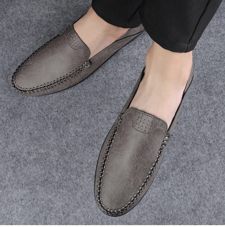 Men's casual leather shoes four seasons plus size soft sole comfort outdoor fashion youth business leather shoes driving shoes
