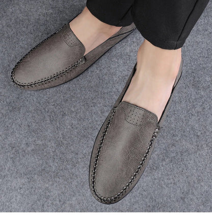 Men's casual leather shoes four seasons plus size soft sole comfort outdoor fashion youth business leather shoes driving shoes