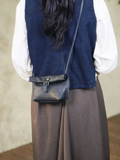 Soft Genuine Leather Women Messenger Bag Female Real Leather Crossbody Shoulder Bags Small Handbag Retro Phone Bag for Girls