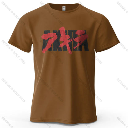 Akira Japanese Font Printed Men's T-Shirt 100% Cotton Oversized Classic Graphic Tees for Women Tops Tees Streetwear