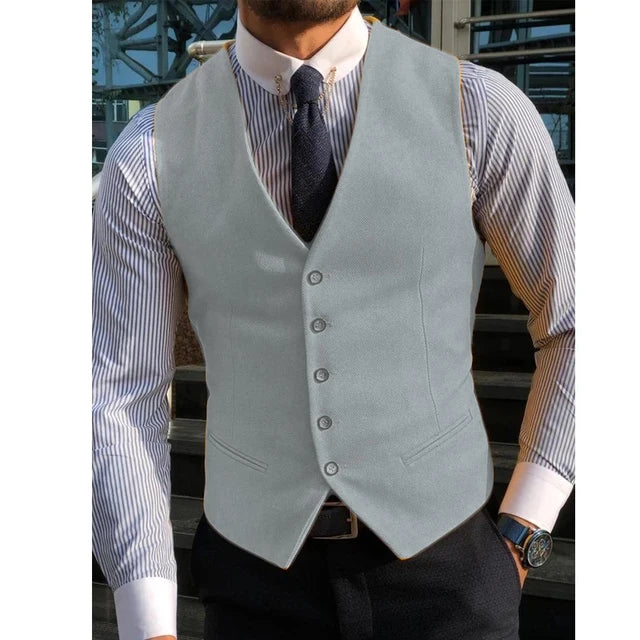 New Arrvial Men Vest Classic Cotton Blended Slim Fit Formal Suit Waistcoat  Vest Men Busoness
