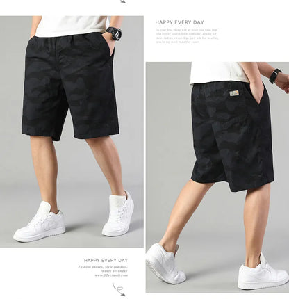 Men's Sweat Shorts Relaxed Fit Mens Cargo Shorts Casual Camo Shorts Drawstring Cotton Shorts Stretch Elastic Waist