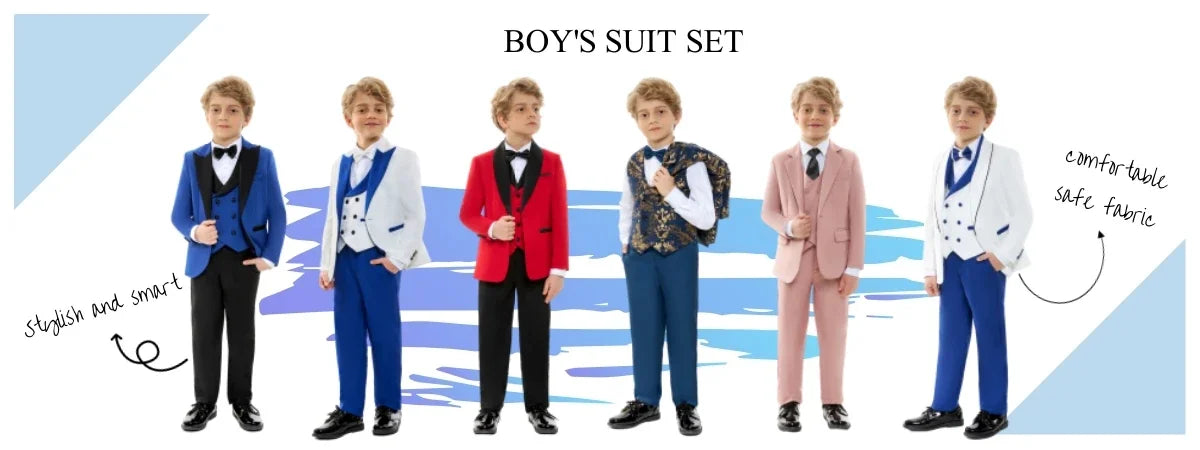 African Patterned Children's Elegant Suit Set 2 Pieces For Formal Occasion,Stylish Smart Boys Tuxedo Sets Wedding Outfit XS-XXL