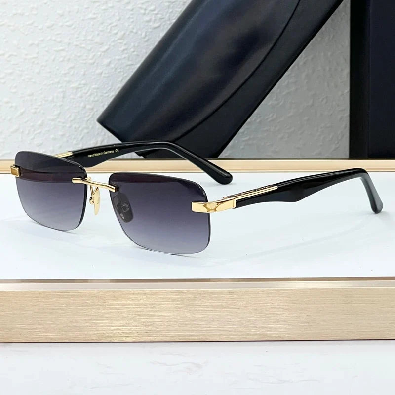Luxury THE ARTIST I Rimless Sunglasses Alloy Acetate Designer Brand Fashion Design Irregular Square UV400 High Quality Men Women