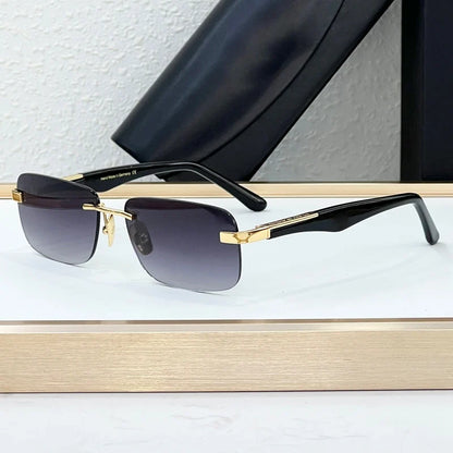Luxury THE ARTIST I Rimless Sunglasses Alloy Acetate Designer Brand Fashion Design Irregular Square UV400 High Quality Men Women